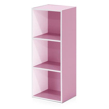Highkey 11003WH-PI 3-Tier Open Shelf Bookcase White & Pink LR656910